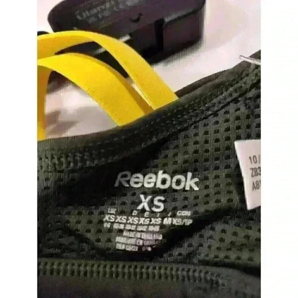 Women's Reebok PlayDry Strap Sports Bra Green Yellow XS Spandex - Picture 4 of 6